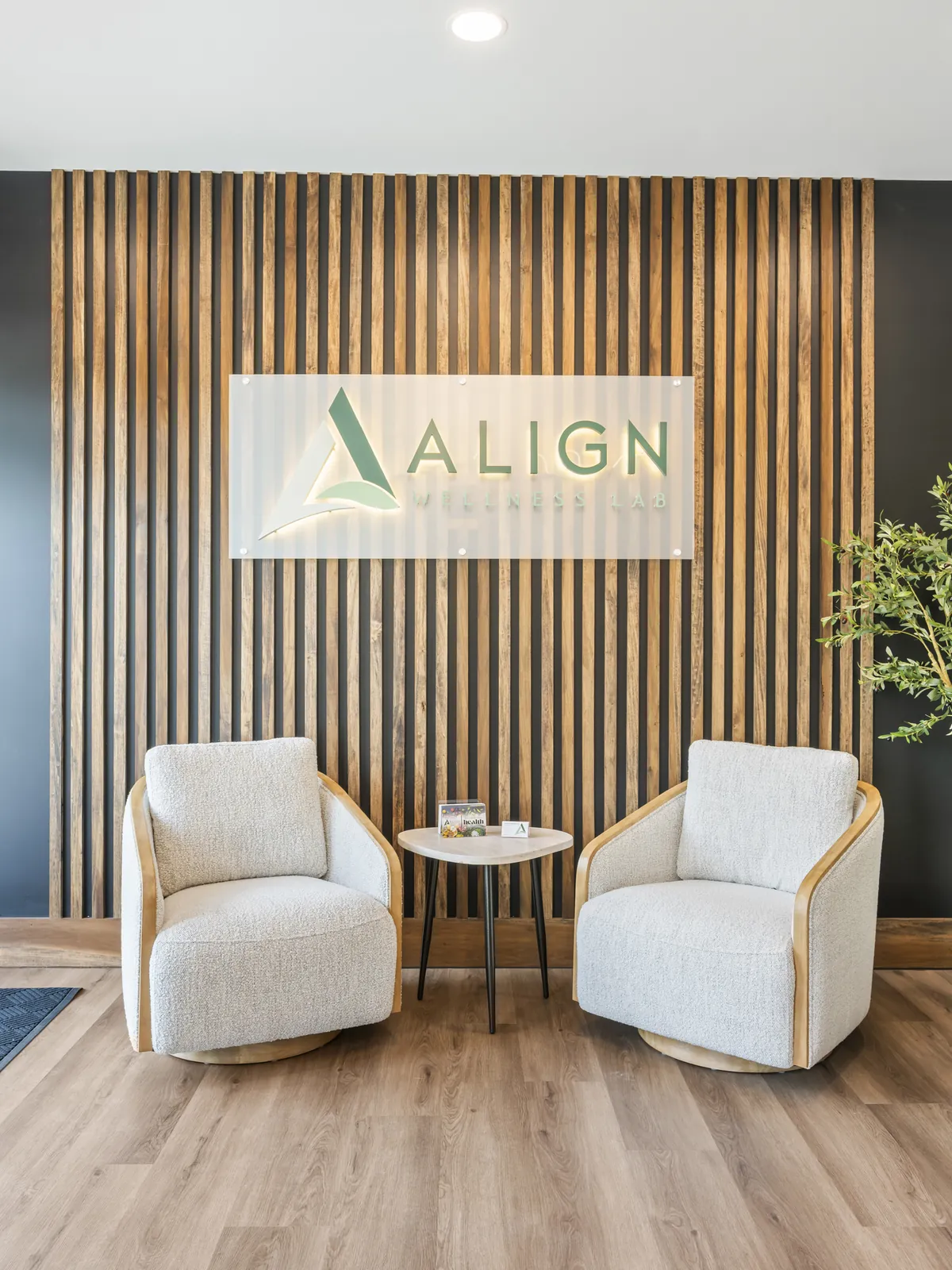 Align Wellness Lab reception wall